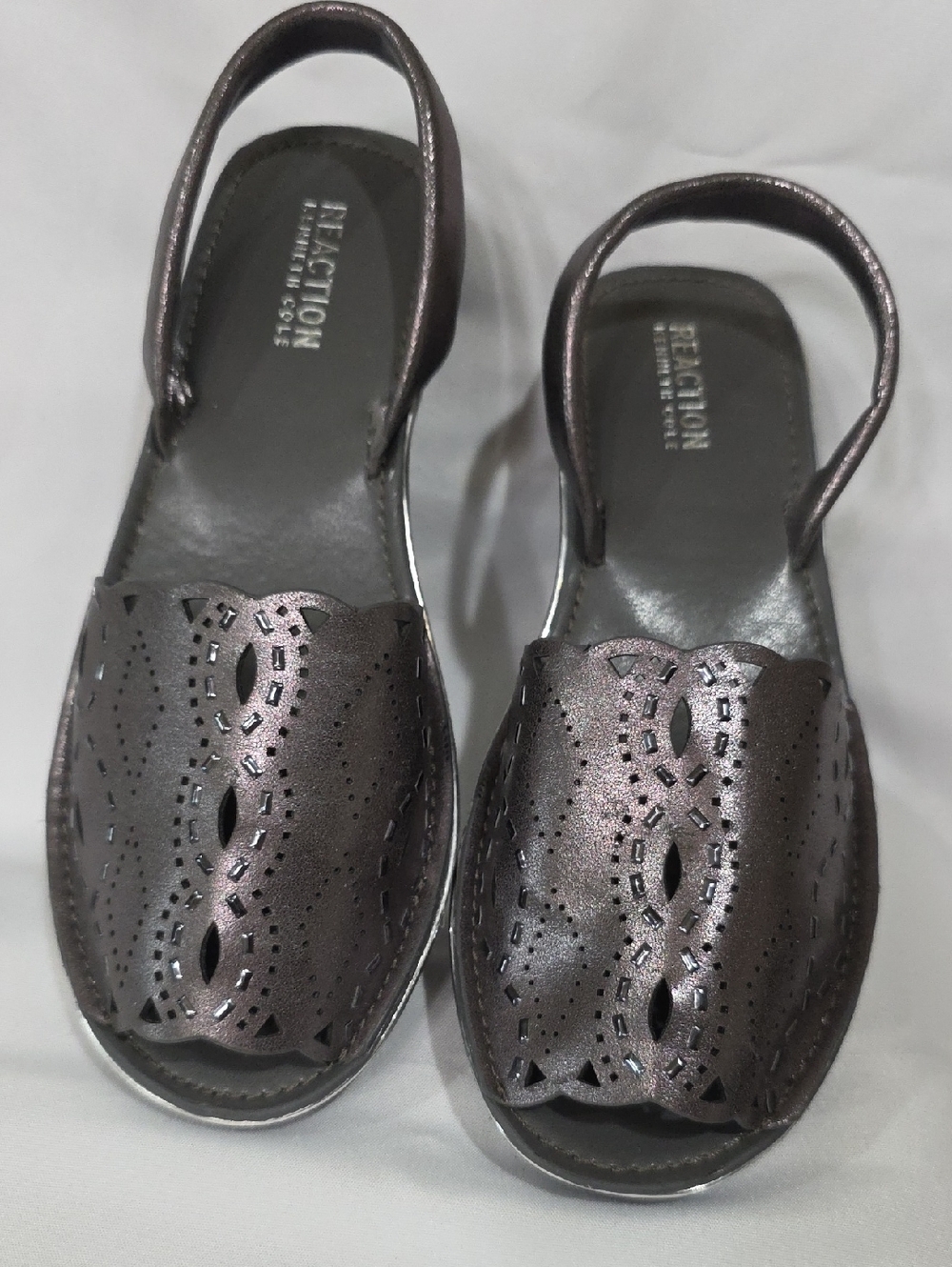 Kenneth Cole Reaction Women's Metallic Bronze Laser-Cut Slingback Mules